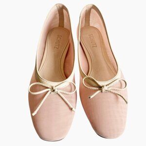 New! Schutz Arissa Sheer Mesh Ballet Flat Nude Natural Sz 8